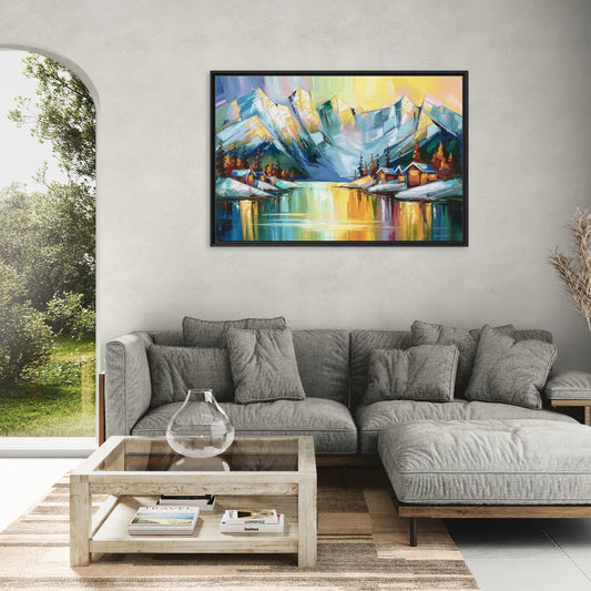 Anchorage Mountain Views - Living Room Black Frame Canvas
