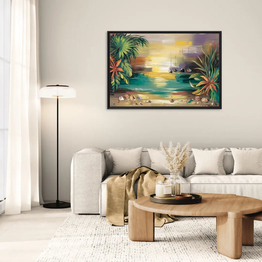 Tampa Waterfront Serenity - Living Room Black Frame Canvas