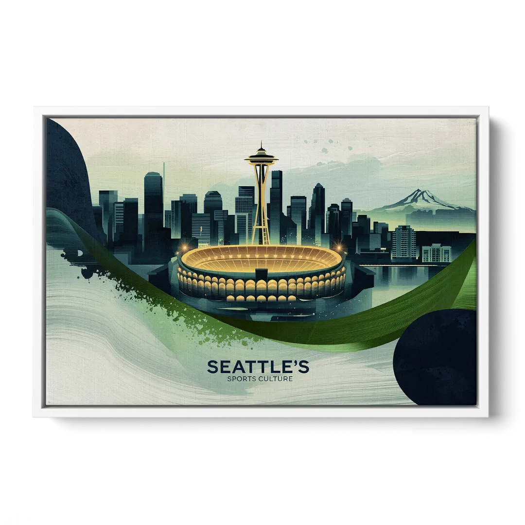 Seattle Sports Fans Unite - White Frame Canvas
