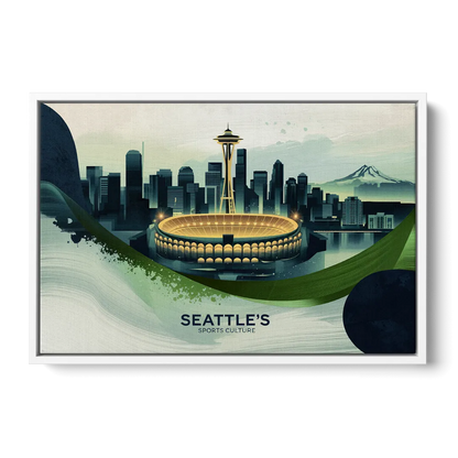 Seattle Sports Fans Unite - White Frame Canvas