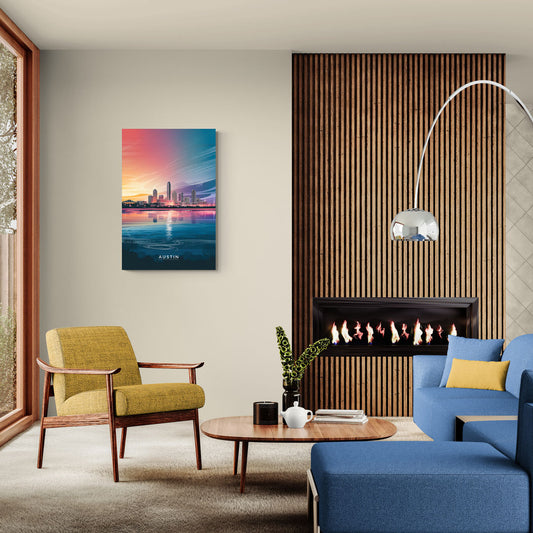 Austin Downtown Vibes Skyline - Canvas Wall Art Living Room