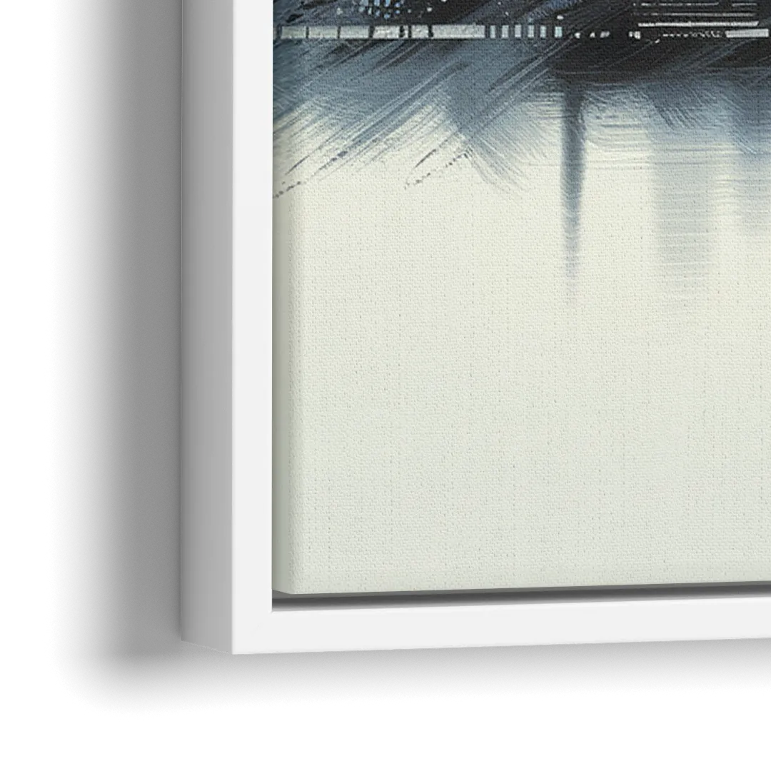 Boston Skyline In Fog - Close-Up White Frame Canvas