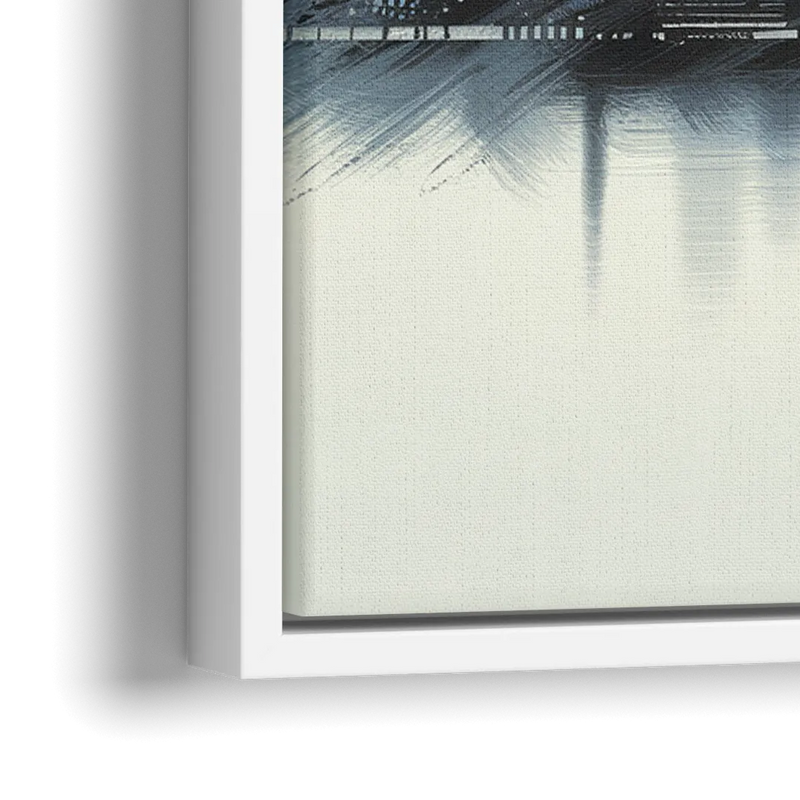 Boston Skyline In Fog - Close-Up White Frame Canvas