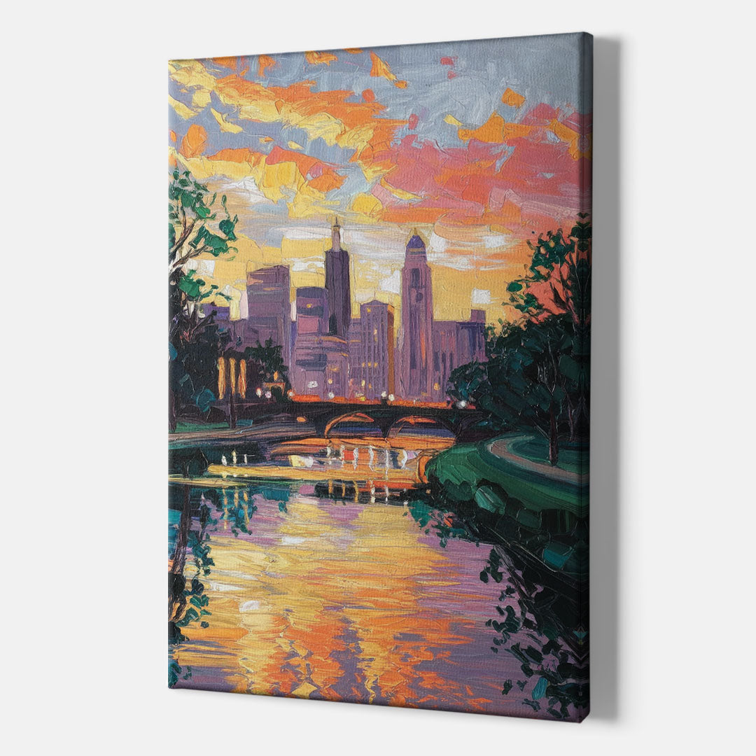 Augusta Sunset Over Skyline - Canvas Wall Art Indoor