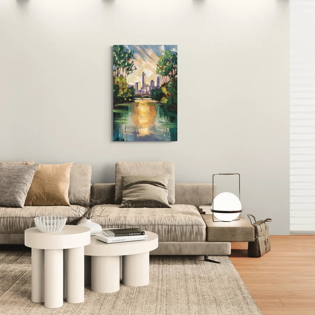 Austin Lady Bird Lake Scene - Canvas Wall Art Living Room