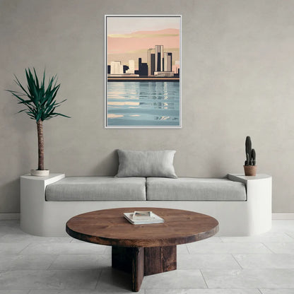 Detroit Riverwalk Serenity - Living Room White Frame Canvas