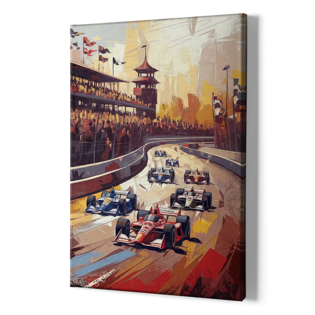Indianapolis Motor Speedway Racing Scene - Canvas Print Art Sides
