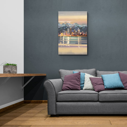 Anchorage Cityscape Reflection - Canvas Wall Art Living Room