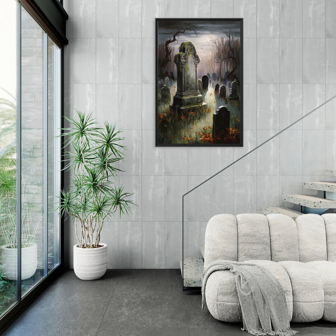 Tombstone Eerie Twilight - Living Room Black Frame Canvas