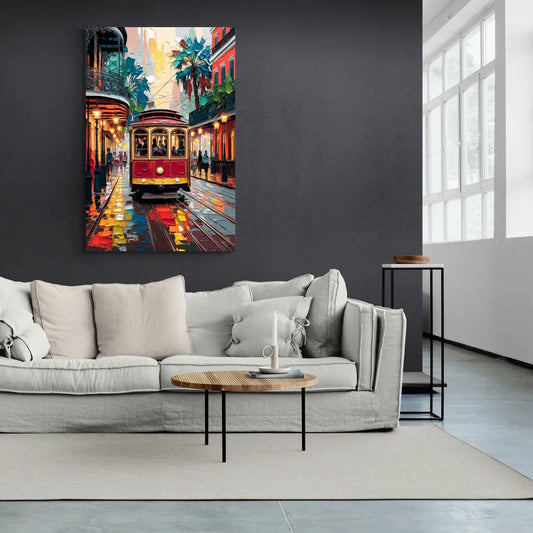 New Orleans Trolley Car Journey - Canvas Wall Art Living Room