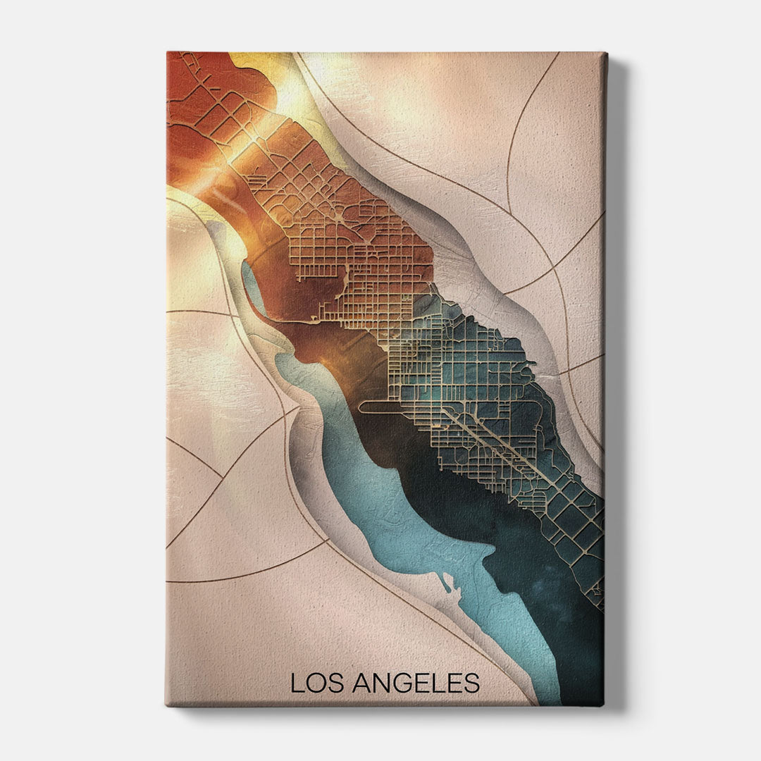 Los Angeles Map Design - Canvas Wall Art