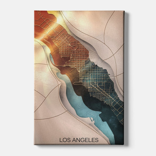 Los Angeles Map Design - Canvas Wall Art