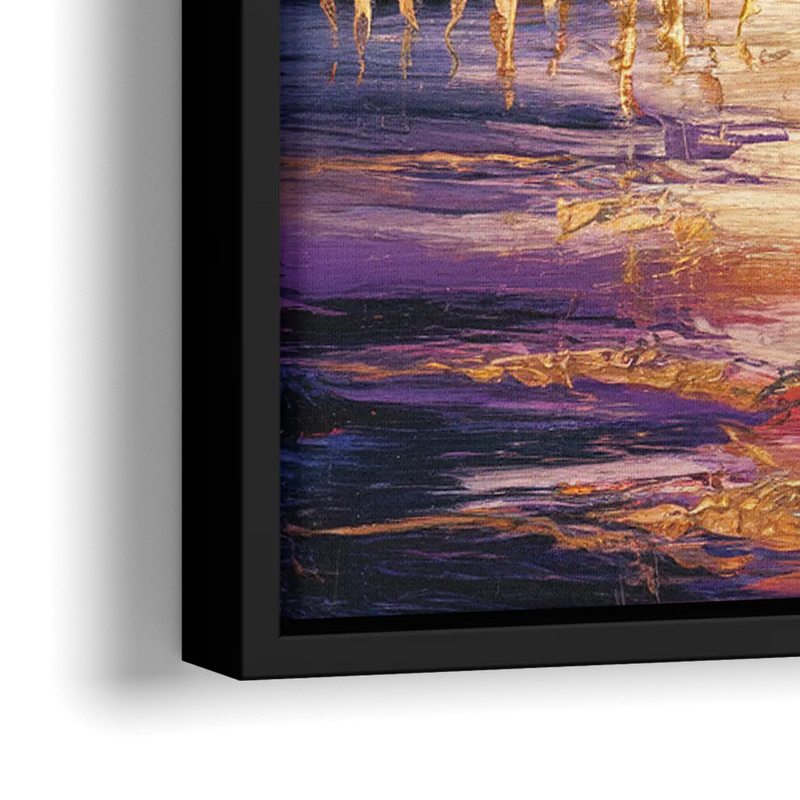 Mobile Skyline Sunset - Close-Up Black Frame Canvas