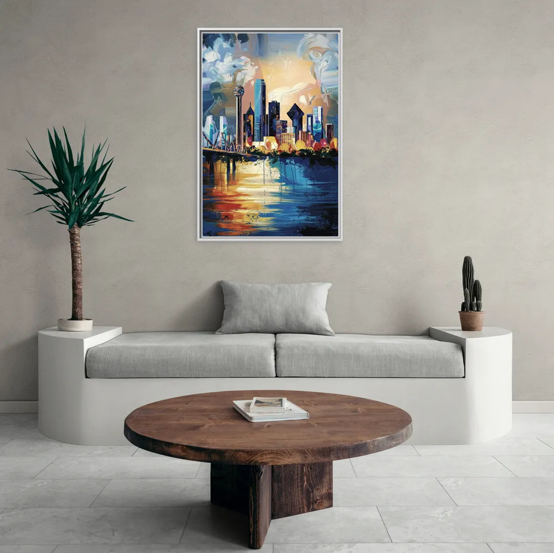 Dallas Unique Perspectives - Living Room White Frame Canvas