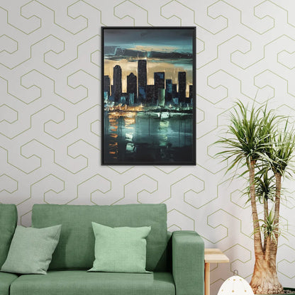 Houston Modern Aesthetic - Living Room Black Frame Canvas