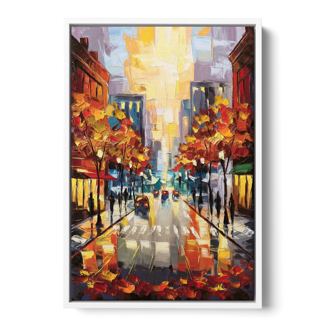 Madison Vibrant Downtown - White Frame Canvas
