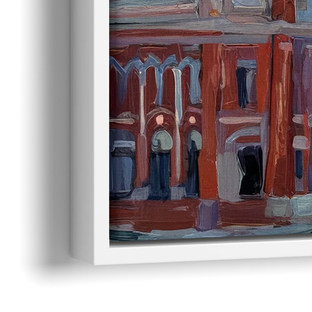 Kansas City Skyline at Sunset - Close-Up White Frame Canvas