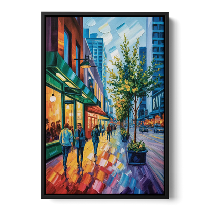 Robson Street Vancouver - Black Frame Canvas