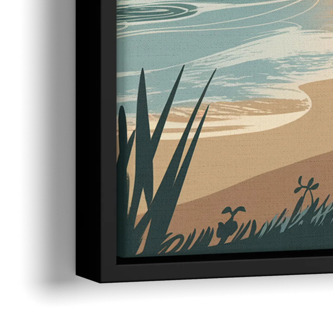 Huntington Beach Pacific Coast - Close-Up Black Frame Canvas