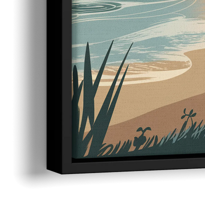 Huntington Beach Pacific Coast - Close-Up Black Frame Canvas