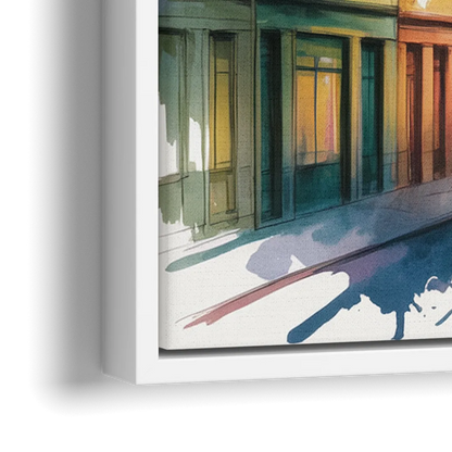 Qubec City by Night - Close-Up White Frame Canvas