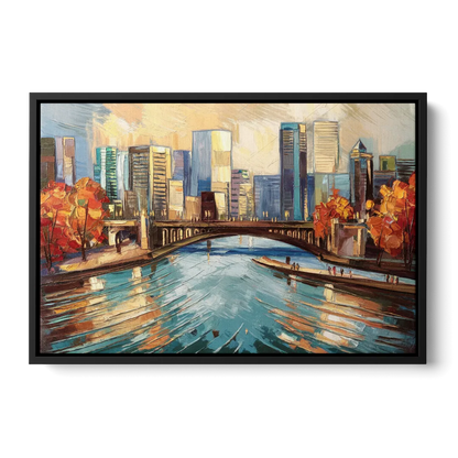 Grand Rapids Urban River Views - Black Frame Canvas