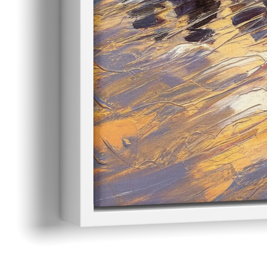 Cincinnati Skyline at Sunset - Close-Up White Frame Canvas