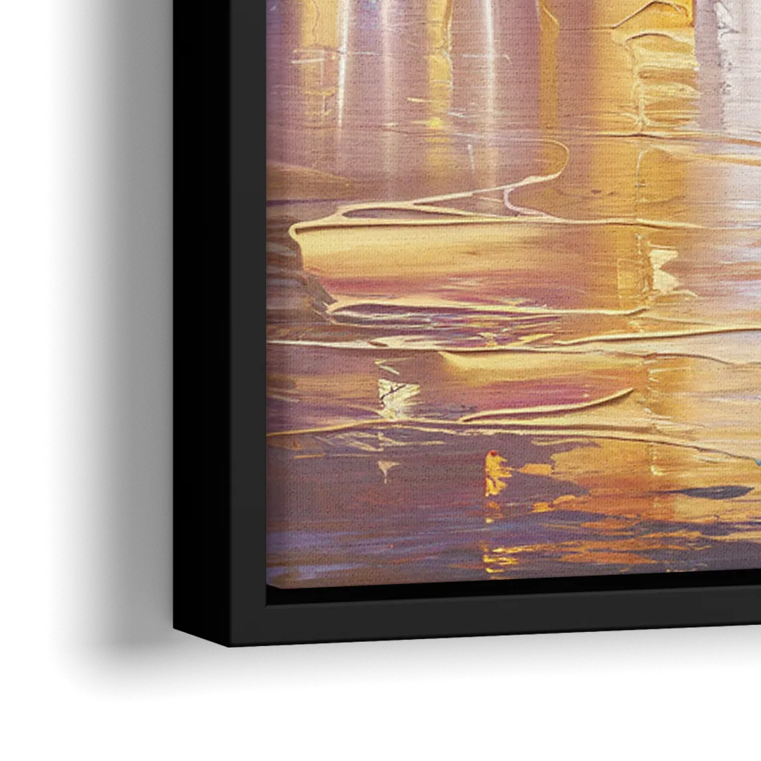 New York City Skyline at Dusk - Close-Up Black Frame Canvas