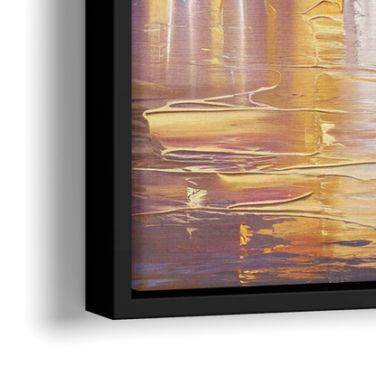 New York City Skyline at Dusk - Close-Up Black Frame Canvas