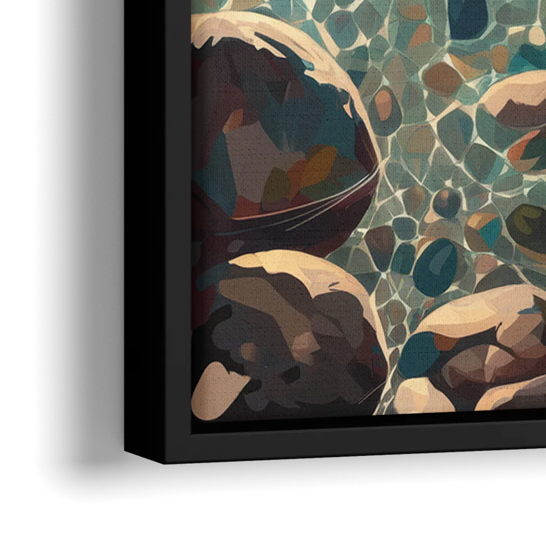 Lake Tahoe Crystal Waterscape - Close-Up Black Frame Canvas