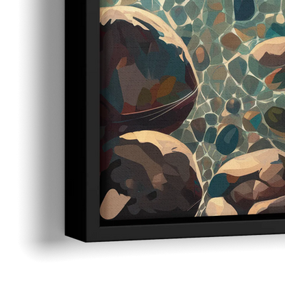 Lake Tahoe Crystal Waterscape - Close-Up Black Frame Canvas