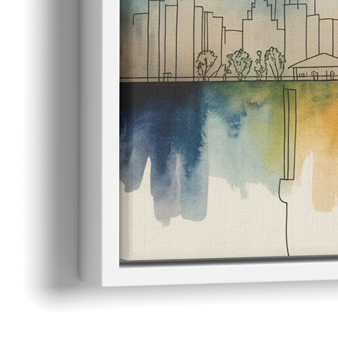 St Lawrence Skyline Market Scene - Close-Up White Frame Canvas