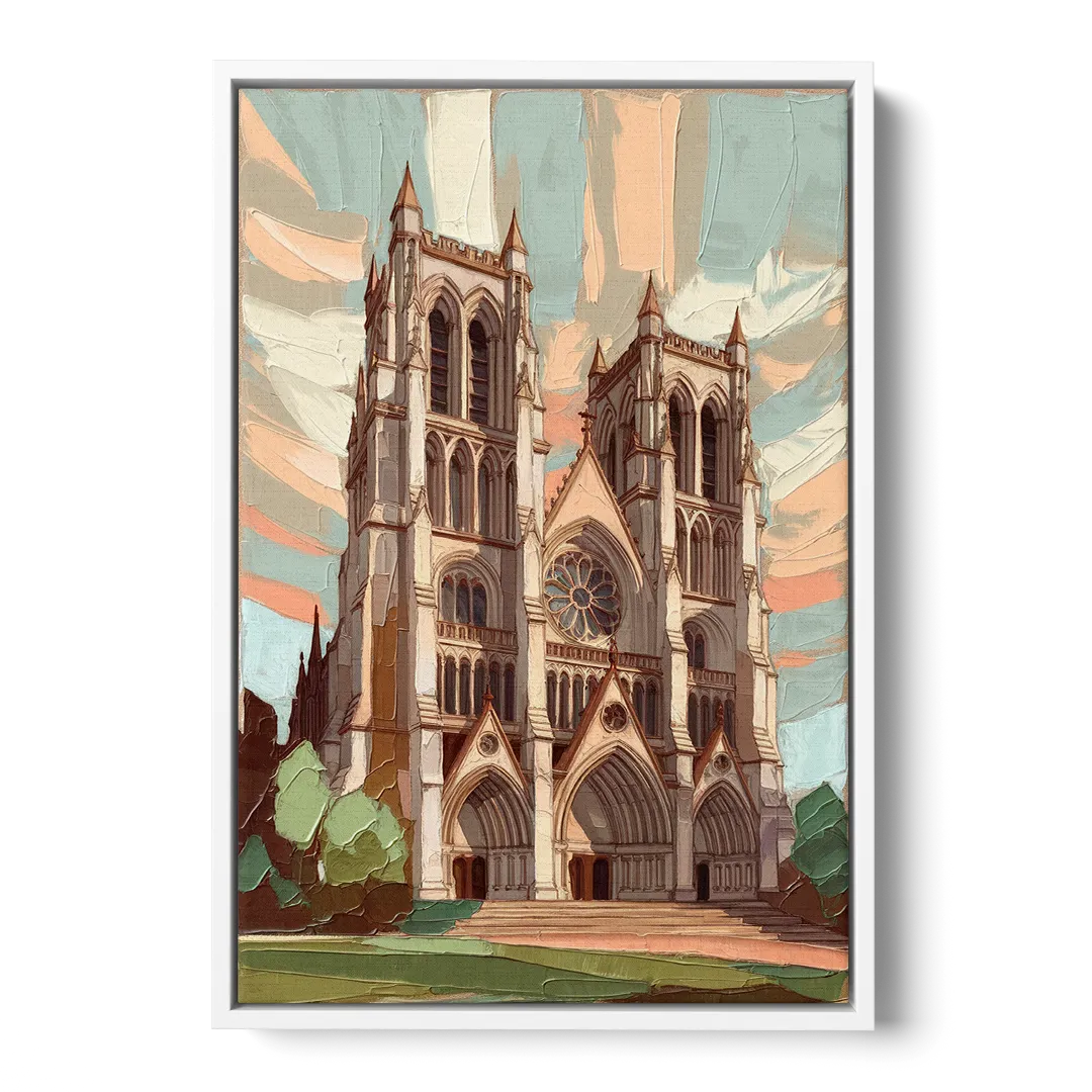 Washington National Cathedral - White Frame Canvas