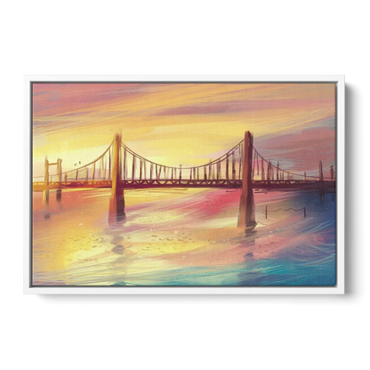 Chesapeake Bay Bridge Reflections - White Frame Canvas