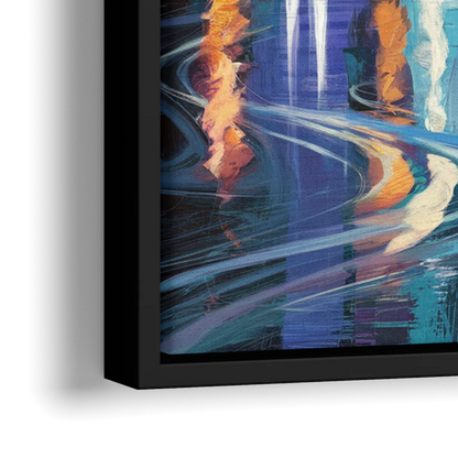 Minneapolis Urban Skyline Reflection - Close-Up Black Frame Canvas