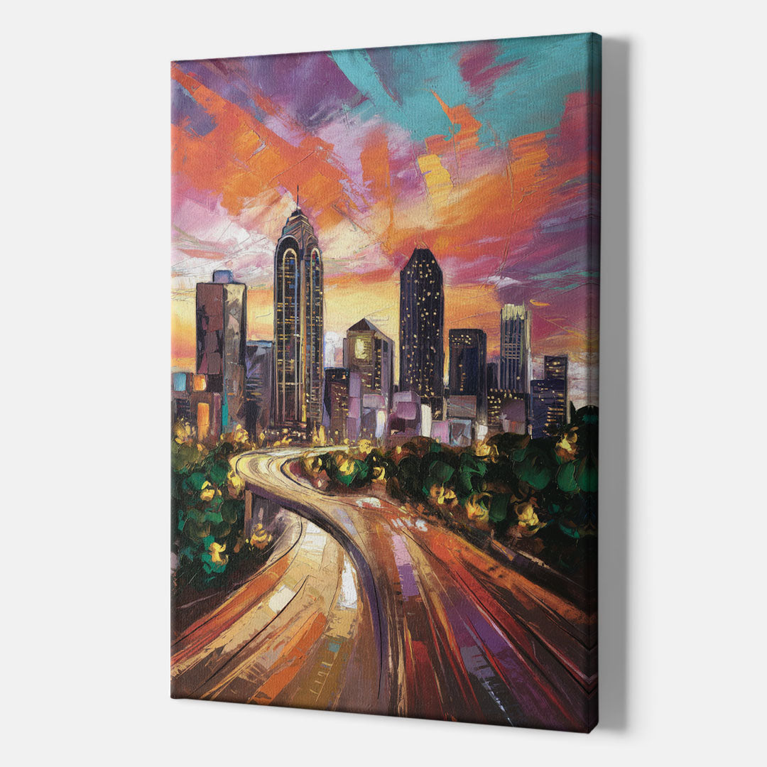 Atlanta Skyline at Sunset - Canvas Wall Art Indoor