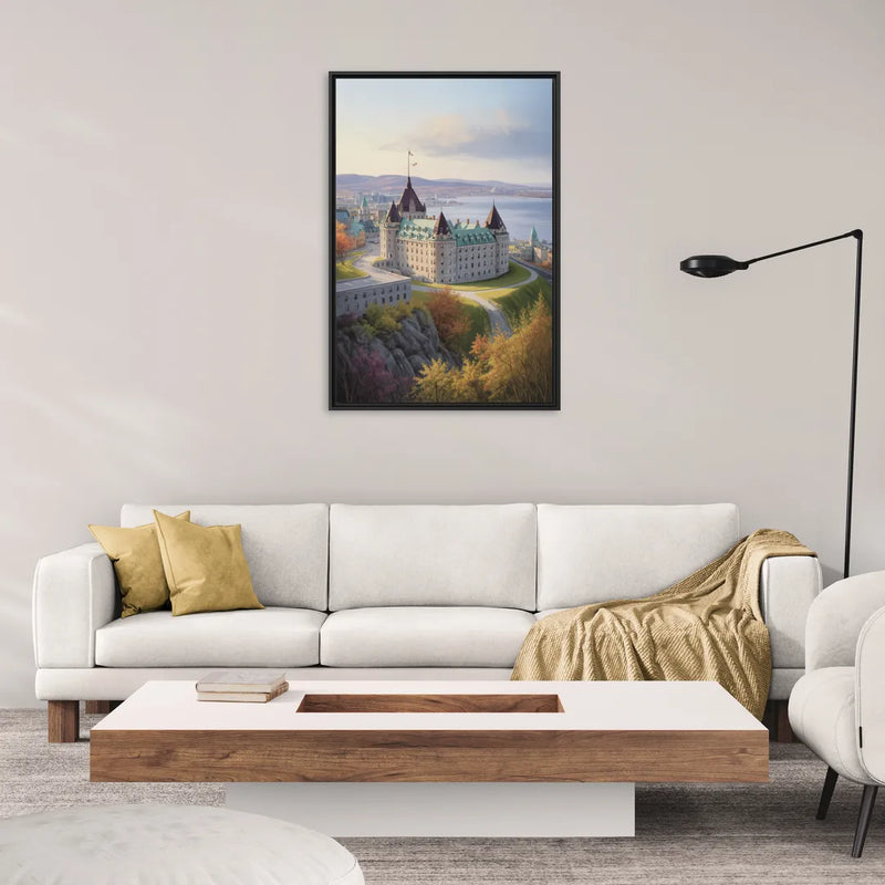 Citadel of Quebec - Living Room Black Frame Canvas