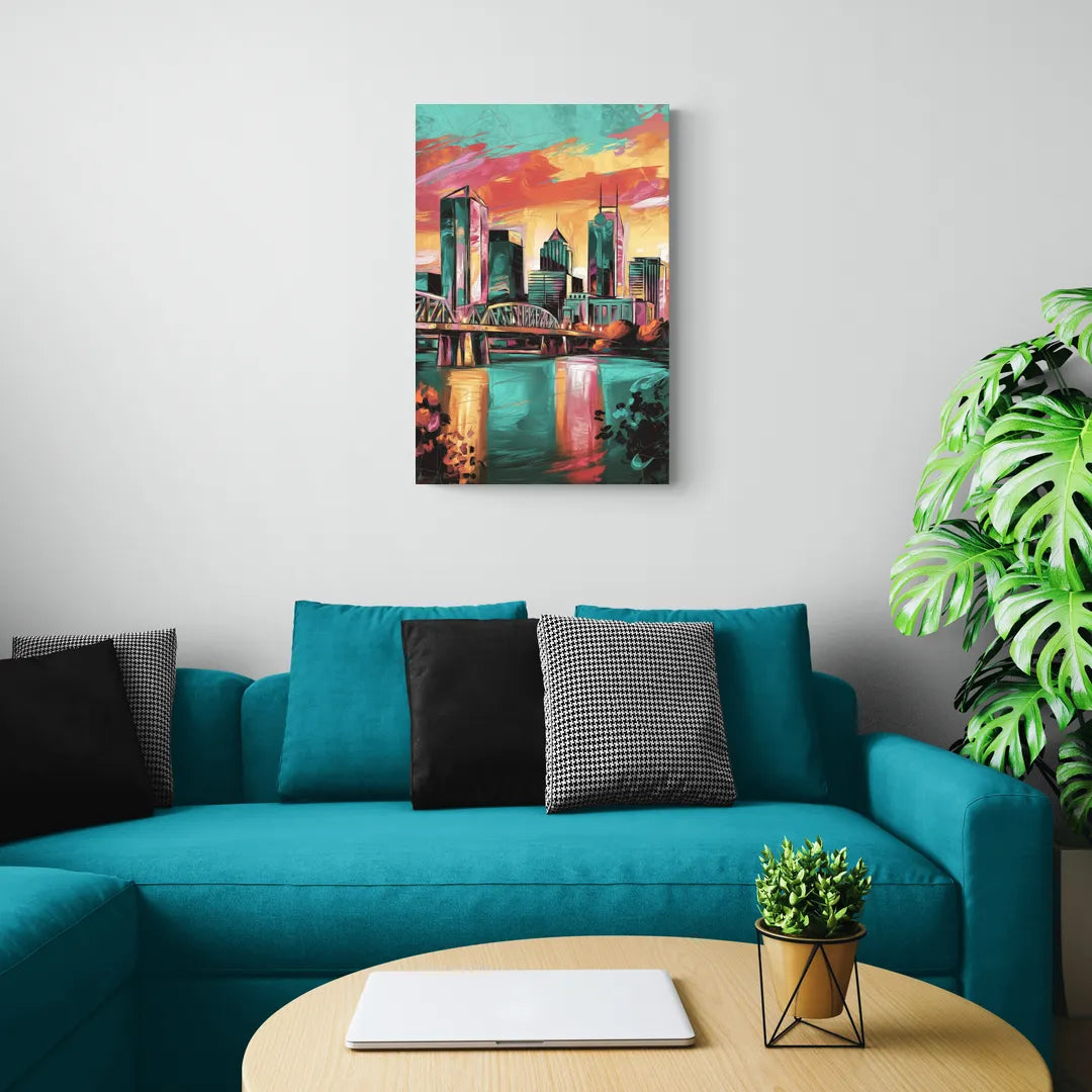 Tulsa Downtown Vibes - Canvas Wall Art Living Room