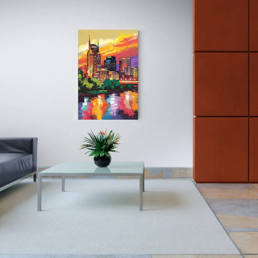 Nashville Vibrant City Energy - Canvas Wall Art Living Room