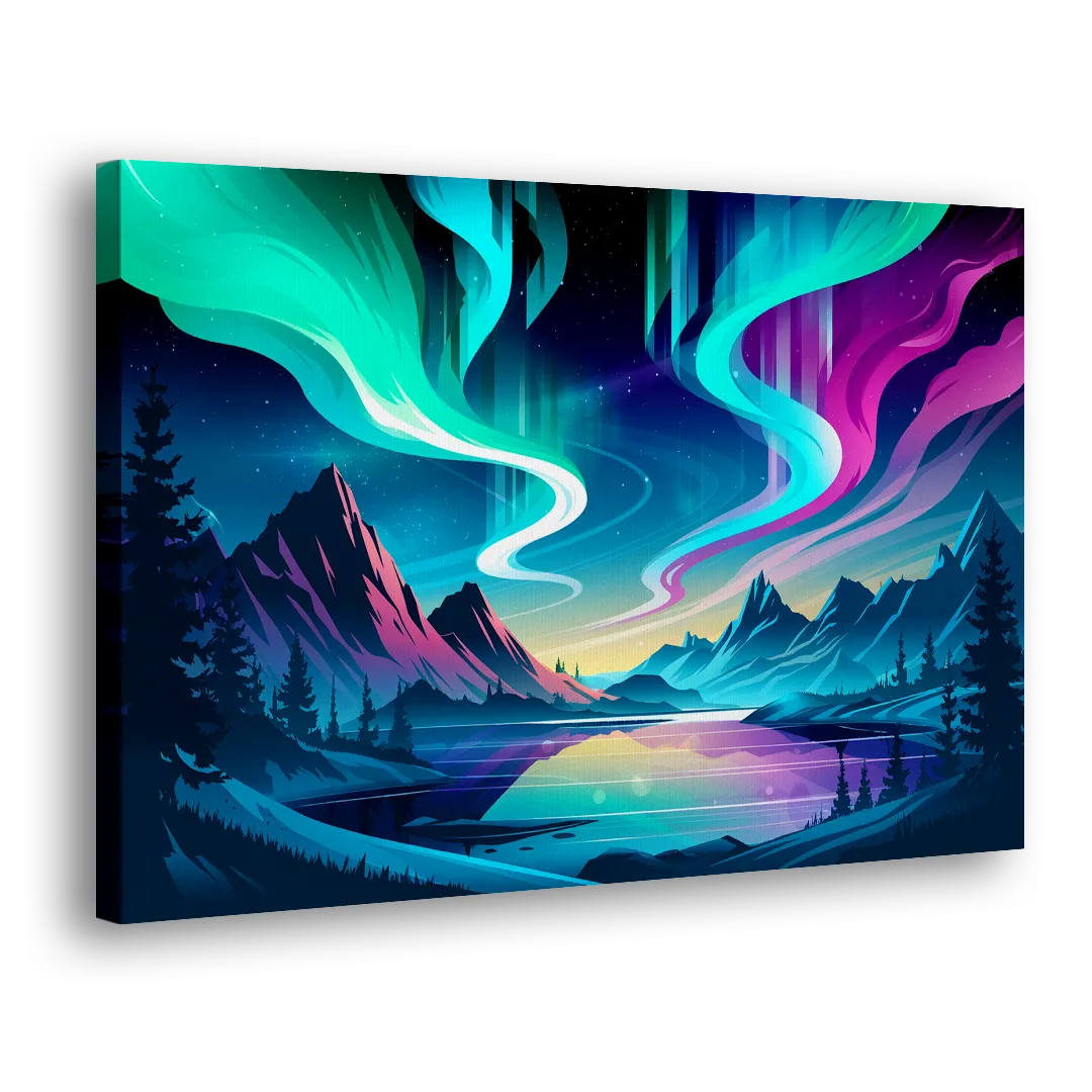 Aurora Starry Night - Canvas Print Art Sides