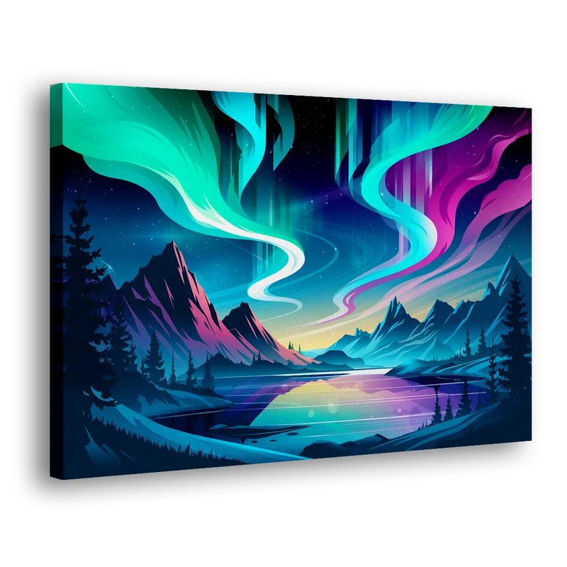 Aurora Starry Night - Canvas Print Art Sides