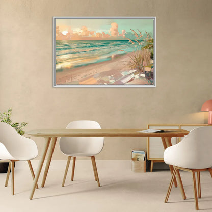 Hilton Head Island Oceanfront Sunrise - Living Room White Frame Canvas