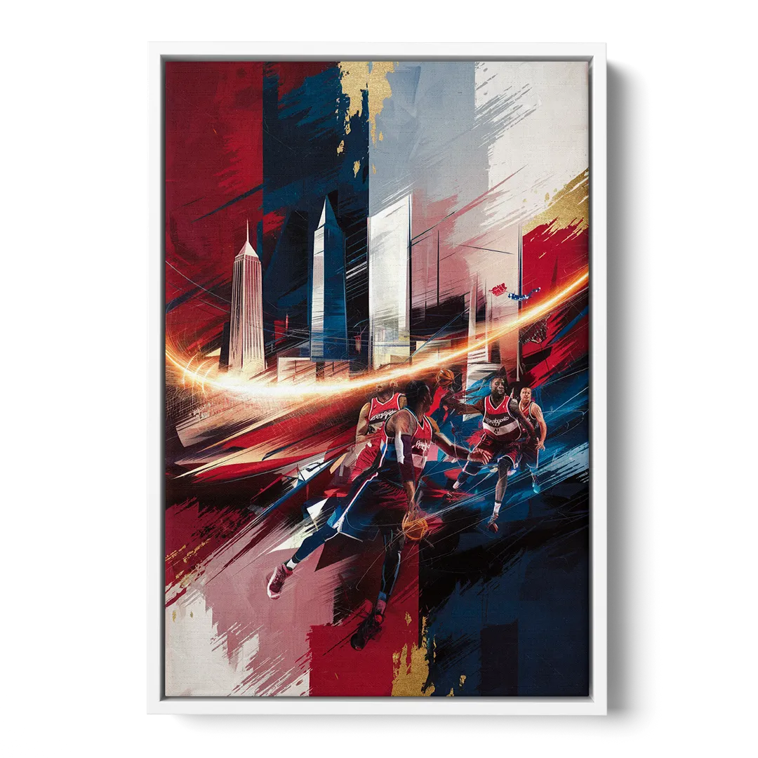 Washington Wizards Basketball - White Frame Canvas
