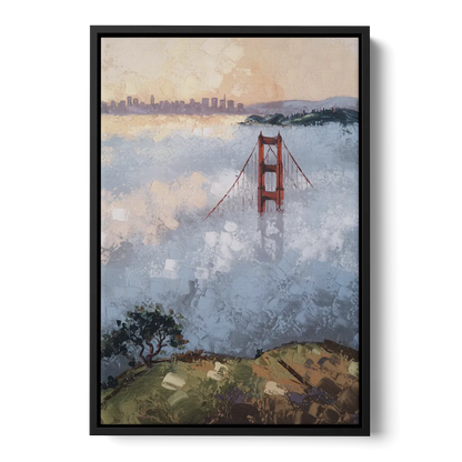 San Francisco Foggy Morning - Black Frame Canvas
