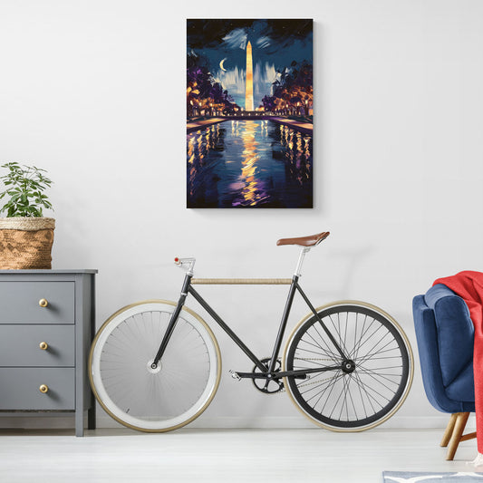 Washington DC Night Lights - Canvas Wall Art Living Room