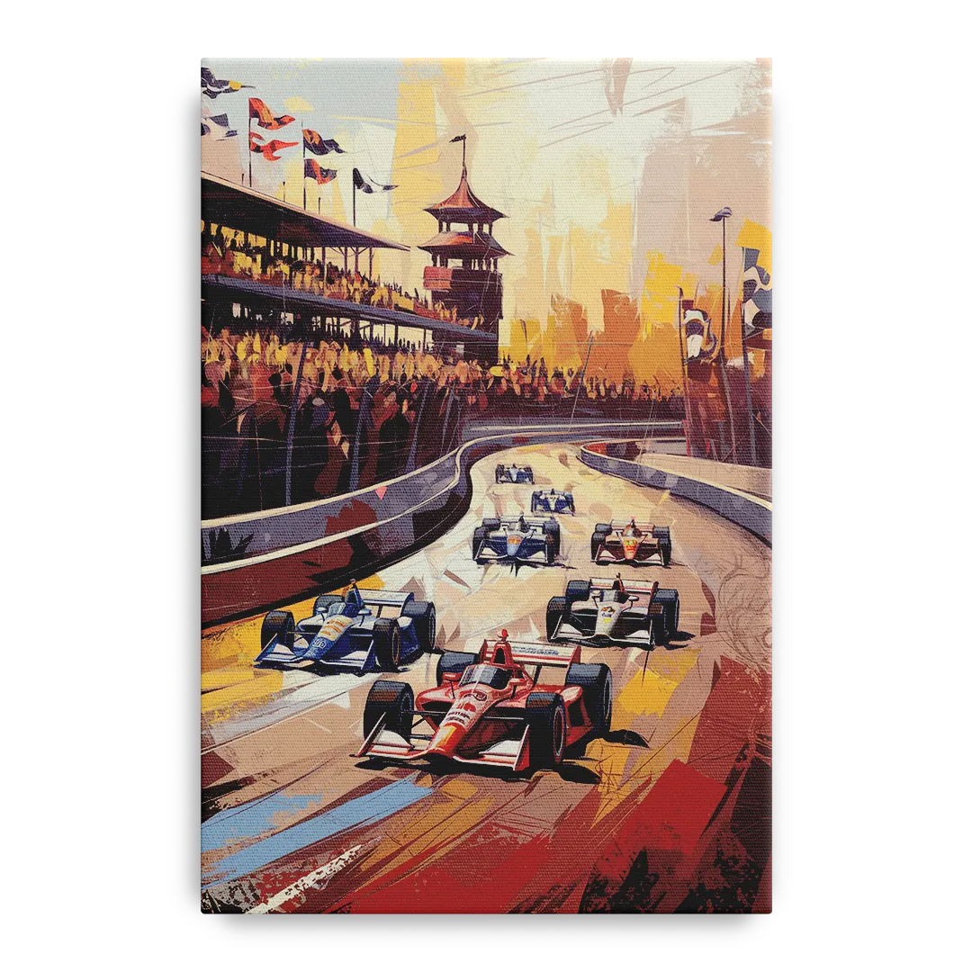 Indianapolis Motor Speedway Racing Scene - Canvas Wall Art