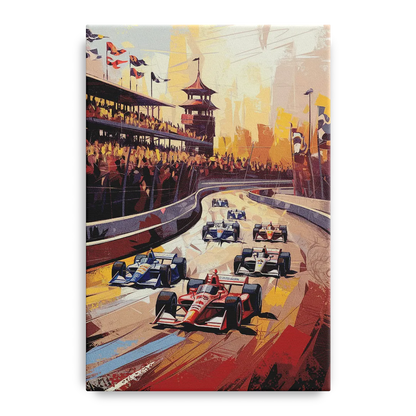 Indianapolis Motor Speedway Racing Scene - Canvas Wall Art