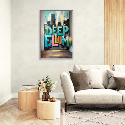Dallas Deep Ellum Murals - Living Room White Frame Canvas