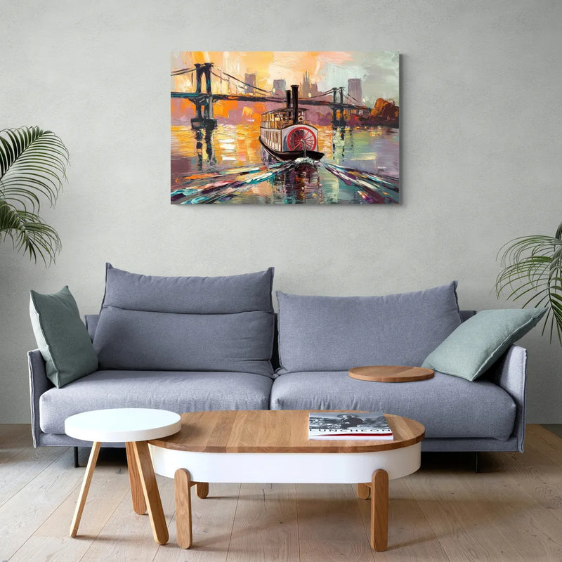 New Orleans Mississippi River Views - Canvas Wall Art Living Room