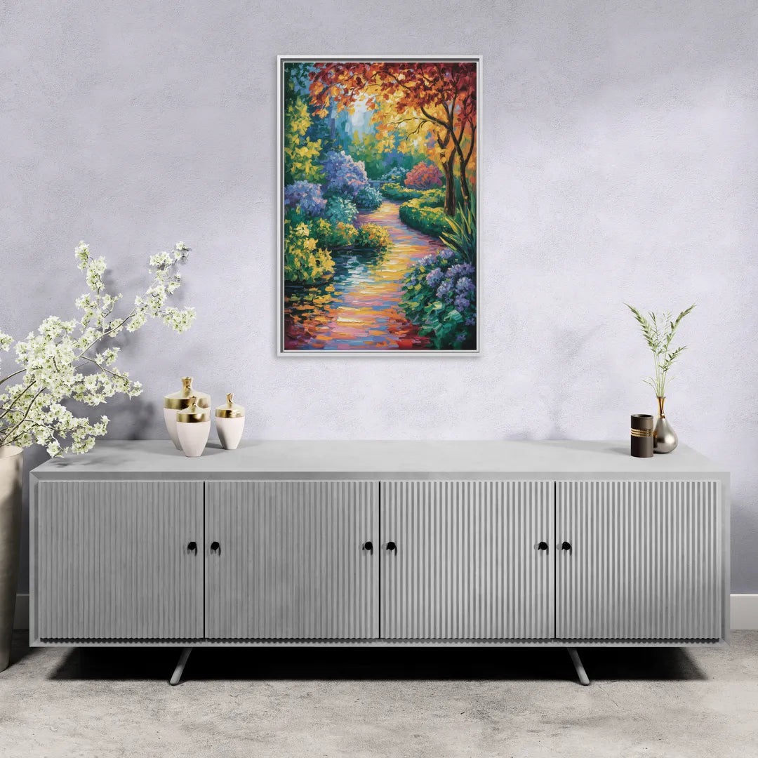 Butchart Gardens Bloom - Living Room White Frame Canvas